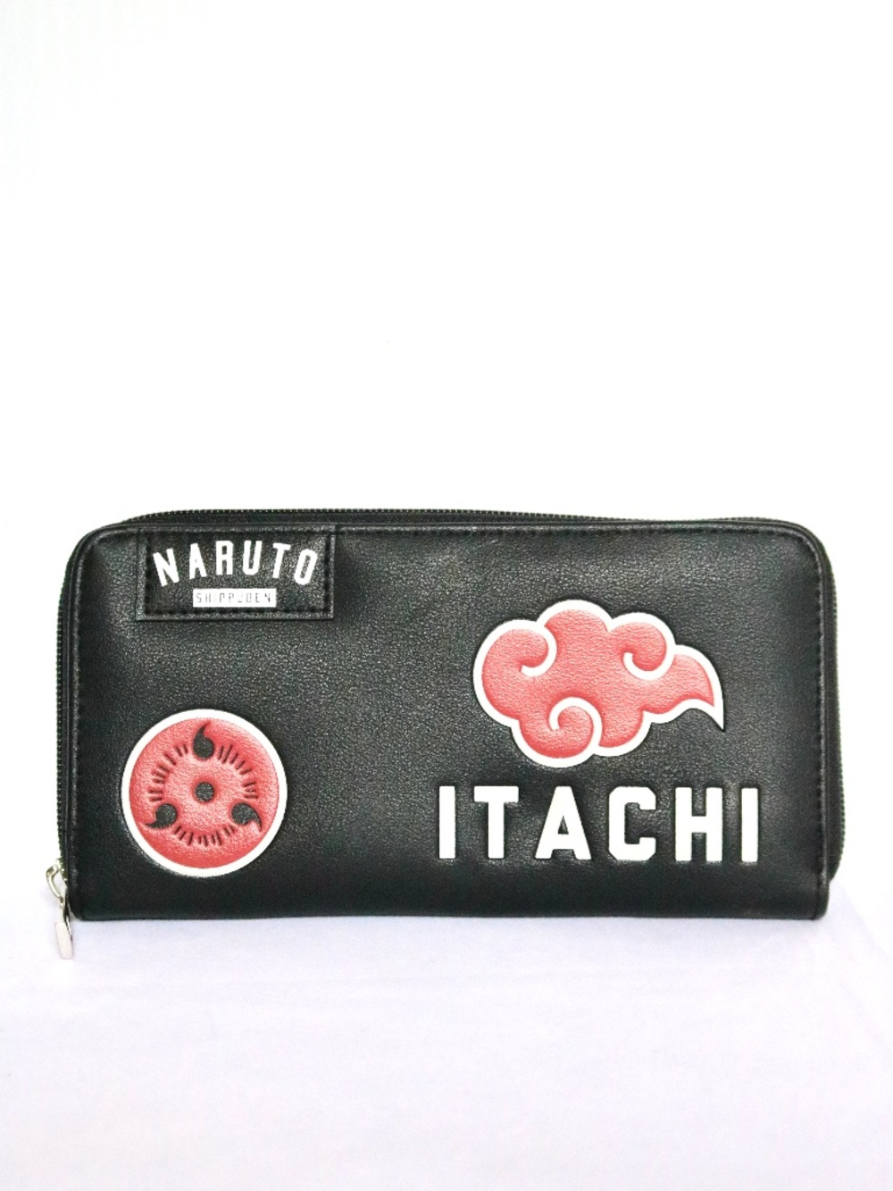 Like New Naruto Itachi Black Faux Leather Zip Around Wallet Cloud Manga Bioworld